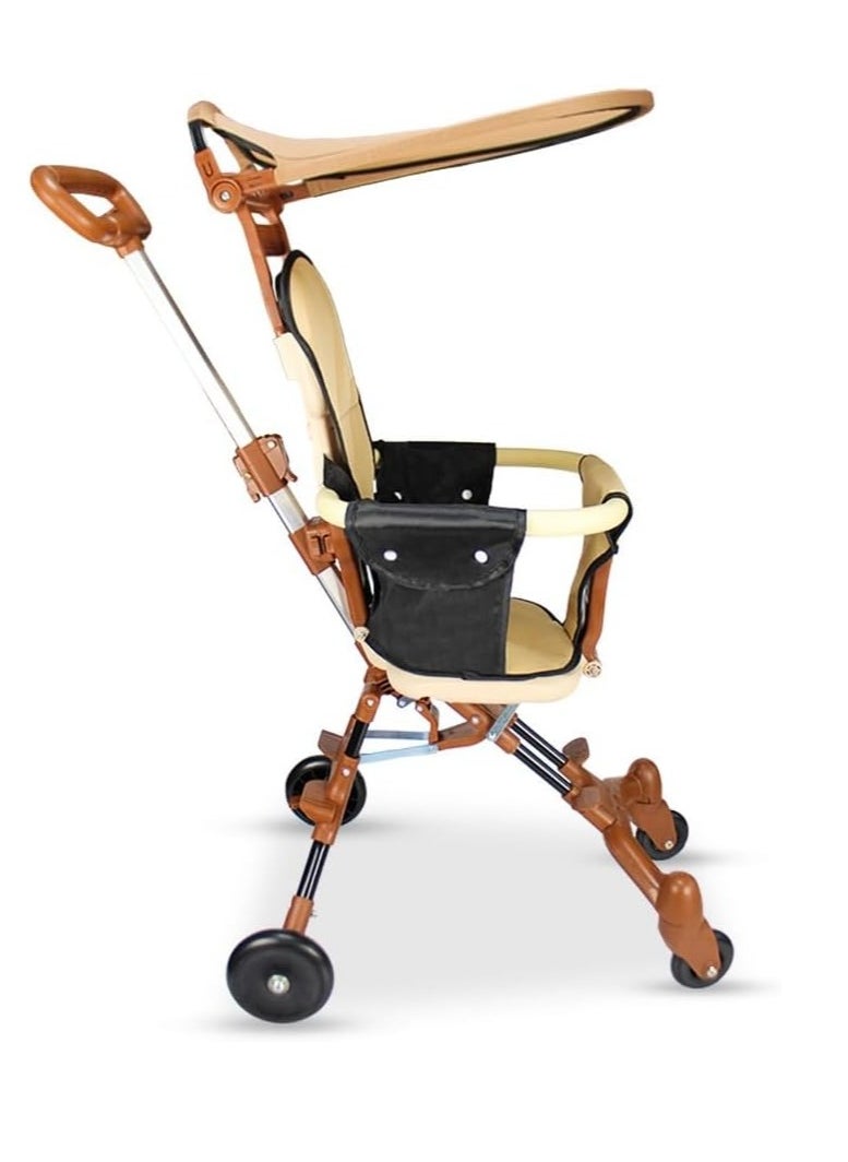 UKR UKR Foldable Mini Stroller – Airplane-Friendly Compact Baby Stroller for Travel – Best Cabin Stroller for Babies (Brown)  - Image 4