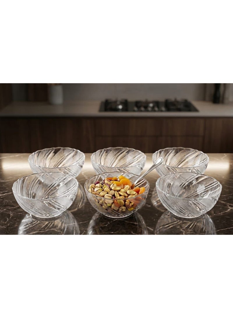 A charming glass touch: A set of transparent serving dishes with a unique spiral design - Image 1