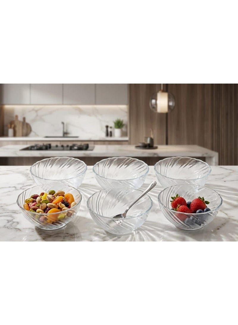 A charming glass touch: A set of transparent serving dishes with a unique spiral design - Image 2