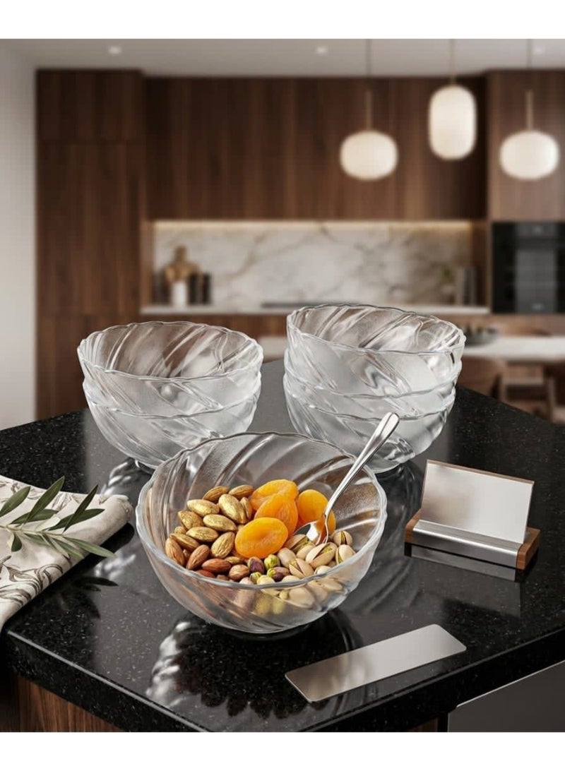A charming glass touch: A set of transparent serving dishes with a unique spiral design - Image 4