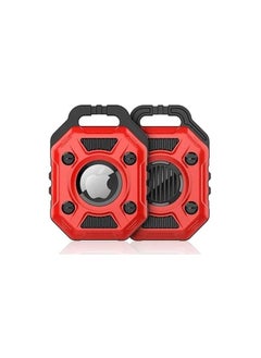Compatible Soft Silicone Protective Case for Apple Airtag with Keychain Shield Tank GPS Shockproof Cover for Air Tag Device TPU (Black & Red)