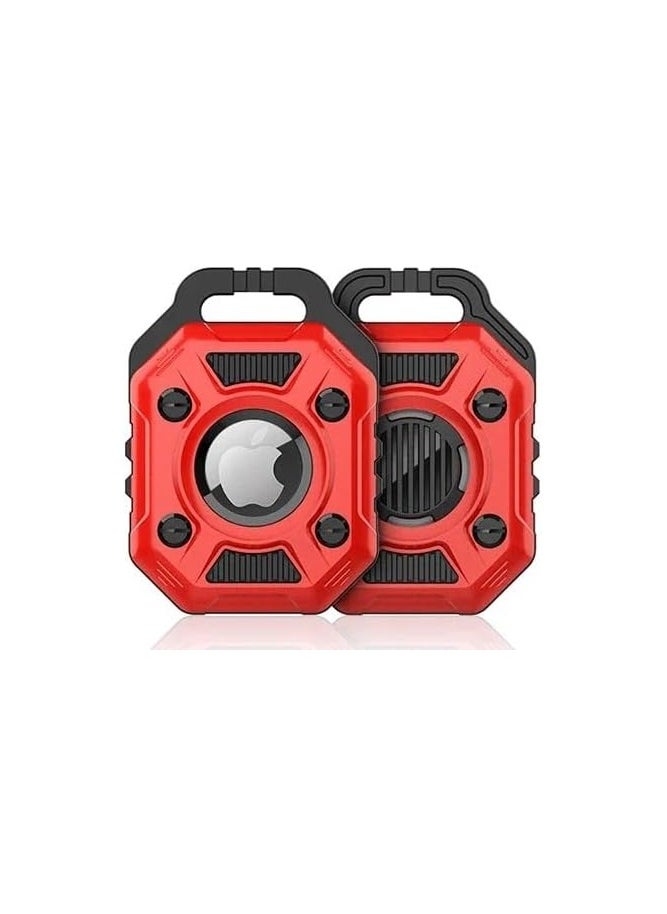 Generic - Compatible Soft Silicone Protective Case for Apple Airtag with Keychain Shield Tank GPS Shockproof Cover for Air Tag Device TPU (Black & Red) - Image 1