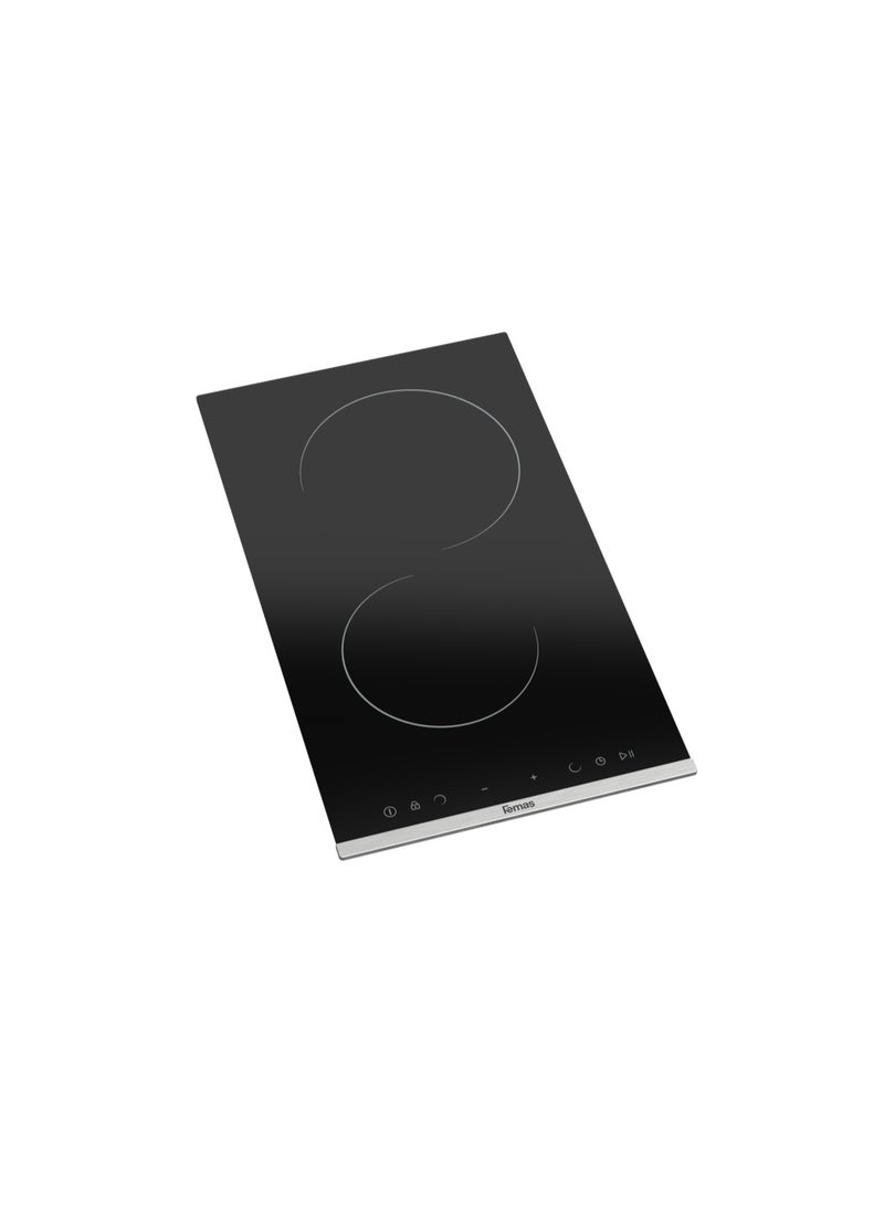 فيماش موقد كهربائي مدمج 30 سم، منطقتان للطهي، سيراميك فيتروسيراميك، إشعال ذاتي، 9 مستويات طاقة، تركي، أسود MS231 - Image 2