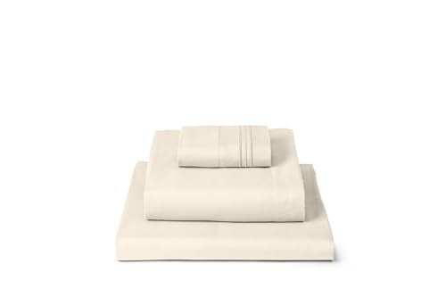 Mellanni Twin Sheets Set 3 PC Iconic Collection Bedding Hotel Luxury Extra Soft Cooling Bed Sheets Wrinkle Fade Stain Resistant Twin Golden Ivory - Image 1