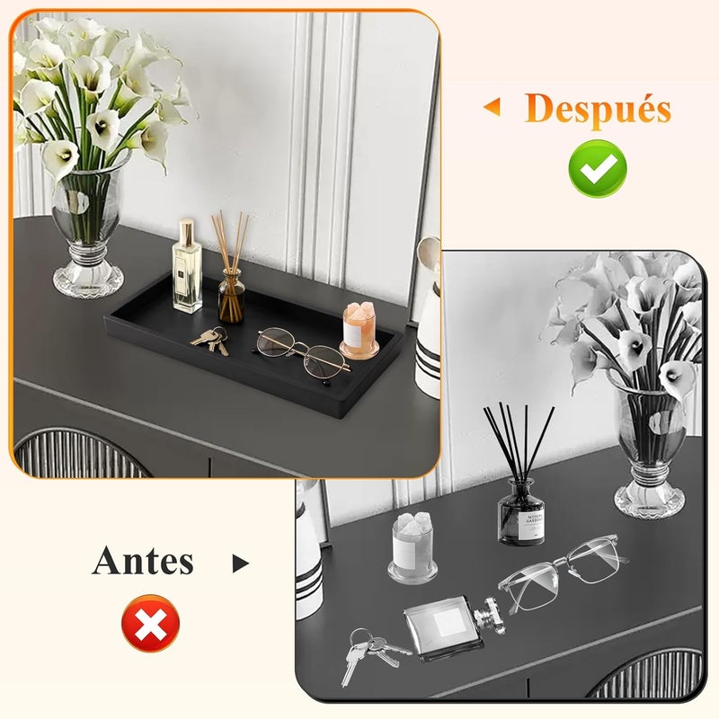 Bathroom Storage Tray – Holds Candles, Soap, Towels, Perfume, Shampoo, and Jewelry – Black 2PCS - Image 5
