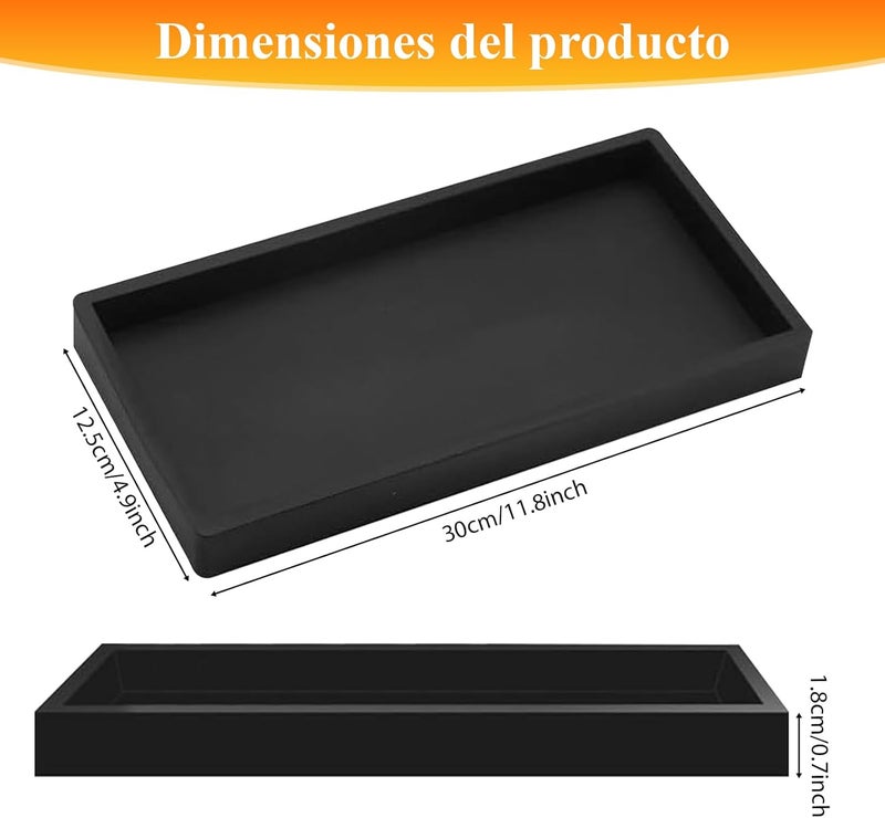 Bathroom Storage Tray – Holds Candles, Soap, Towels, Perfume, Shampoo, and Jewelry – Black 2PCS - Image 3
