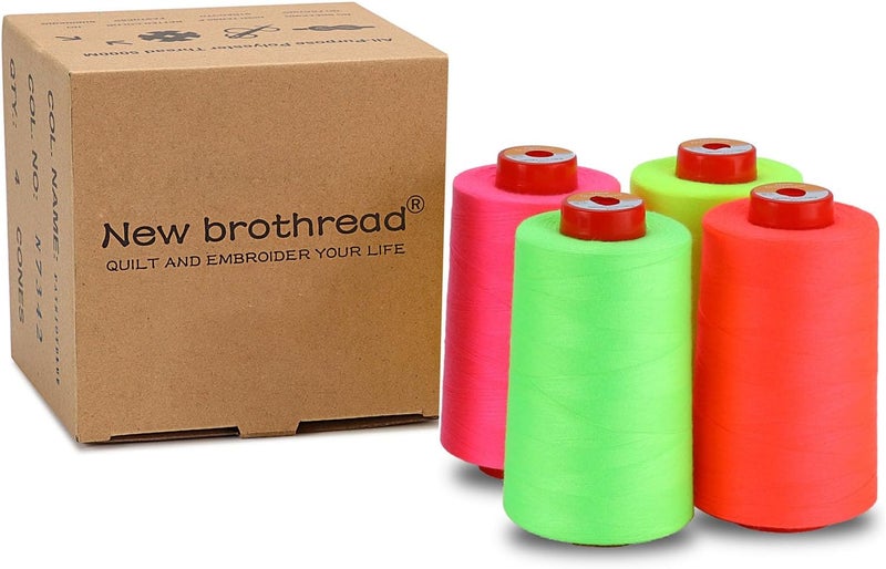 New brothread - 30 Options - 4 Large Cones of 5500Y (5000M) Each All Purpose Spun Polyester Thread 40S/2 (Tex27) for Serger, Overlock, Quilting, Piecing and Sewing - Neon Colors - Image 3