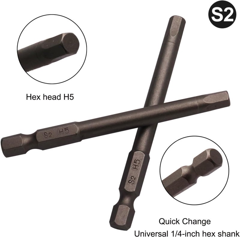 Sipery 10Pcs Hex Head Allen Wrench Drill Bits H5 (5mm) S2 Steel Magnetic Hexagon Hex Head Screwdriver Bits 1/4 Inch Quick Release Shank 3 Inch Long Drill Bit - Image 2