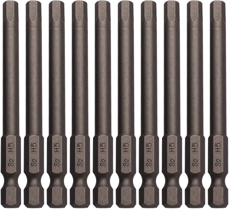 Sipery 10Pcs Hex Head Allen Wrench Drill Bits H5 (5mm) S2 Steel Magnetic Hexagon Hex Head Screwdriver Bits 1/4 Inch Quick Release Shank 3 Inch Long Drill Bit - Image 1