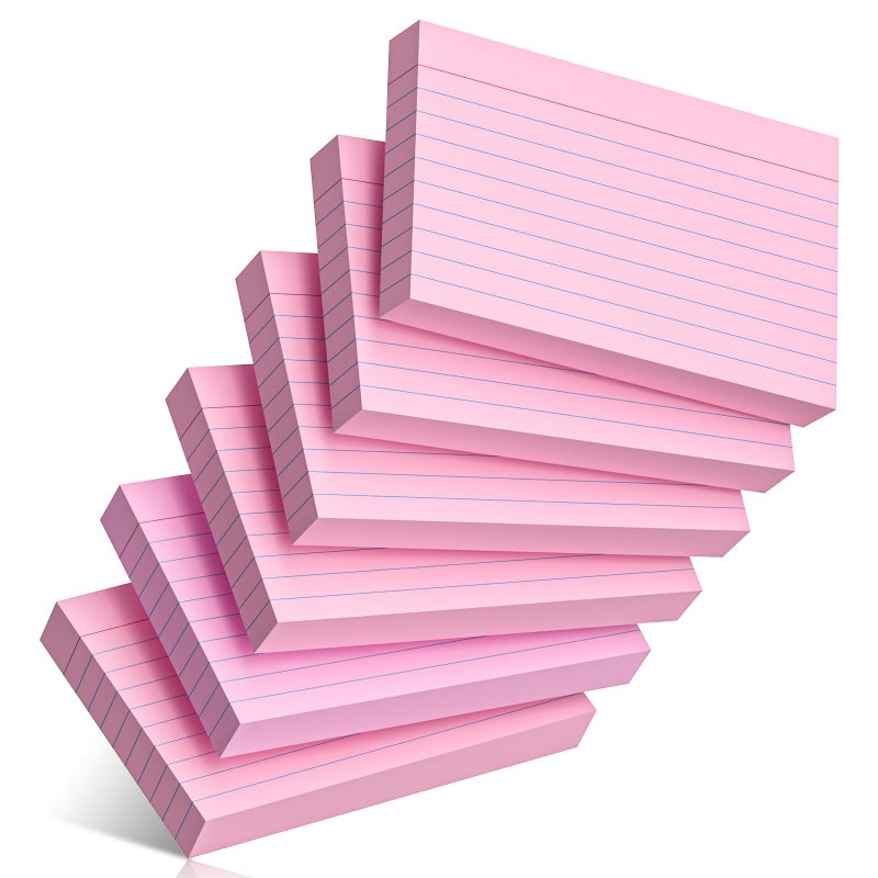Nichela 300 Count Index Cards 3 x 5 Inch Ruled Pink Index Cards, Flash Cards College Ruled for School, College, Office and Home Organization, Durable Study To Do List Note Cards with Ruled Lines - Image 1