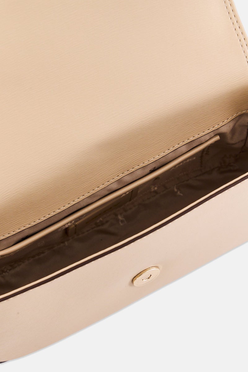 DKNY Women Brand Logo Cross Body Bag, Beige - Image 3