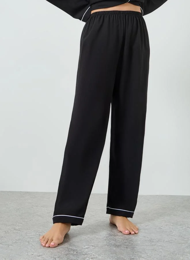 Take Two  Black Solid Long Sleeve Shirt and Pyjama Set for Women | Best Price UAE