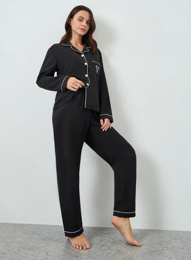 تايك تو مجموعة من بيجامة وبلوزة سادة بأكمام طويلة