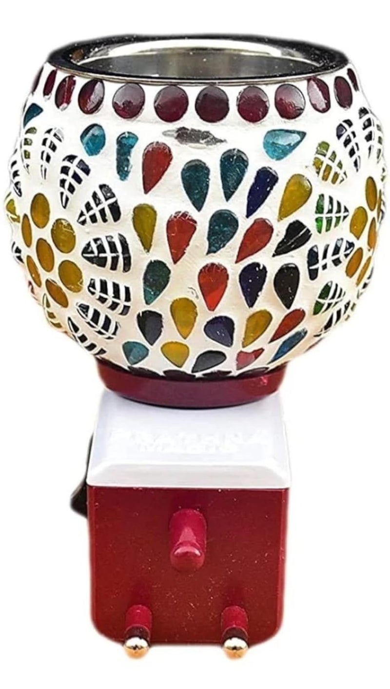 PXI Electric Ceramic Glass KapoordaniAroma Oil Burner Cum Light lamp with Switch Design Ceramic Insence Holder Multicolour  - Image 5