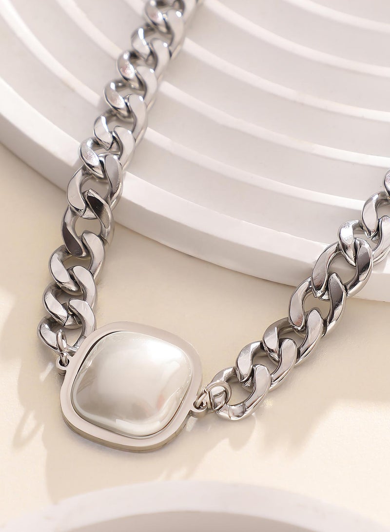 SOHI Cuban Chain Square Pendant Necklace - Image 1