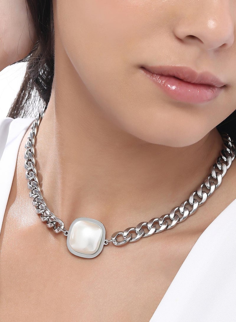 SOHI Cuban Chain Square Pendant Necklace - Image 2