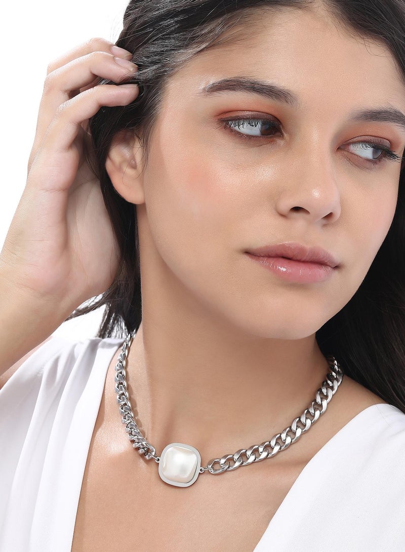 SOHI Cuban Chain Square Pendant Necklace - Image 3