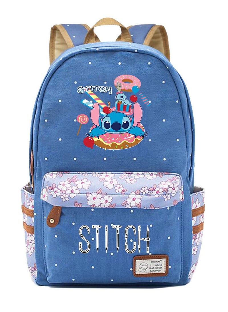 Stitch Printed Youth Casual Woven Strap Backpack