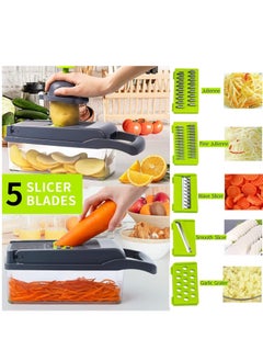 ELTRAZONE Vegetable Chopper, Onion Chopper, Mandolin Slicer,Pro 10 in 1Professional Food Chopper Multi-functional Vegetable Chopper & Slicer, Dicing Machine, AdjustableVegetable Cutter w/Container  - Image 5