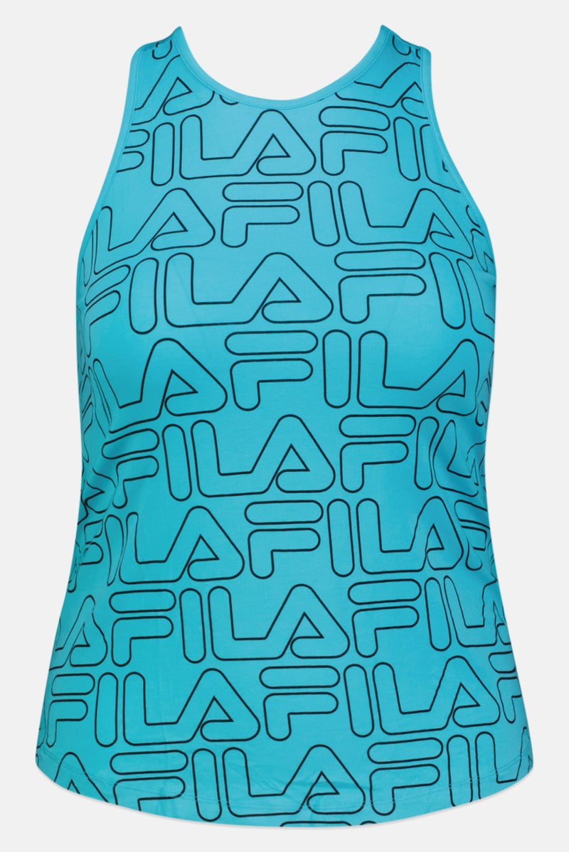 FILA تي شيرت تدريب للنساء بمقاسات كبيرة بتصميم مطبوع كامل، متعدد الألوان - Image 2