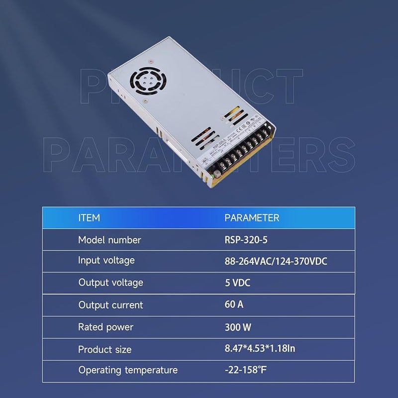 320W AC DC Power Supply 5V 60A Single Output with Active PFC for Industrial Automation - Image 4