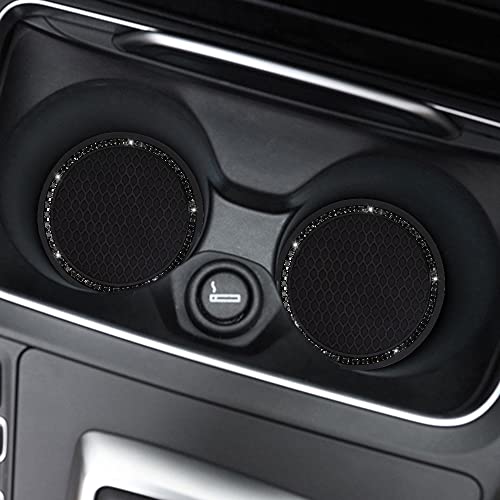 SUNCARACCL Car Cup Holder Coaster, 2 Pack Universal Bling Vehicle Insert (2.75" Diameter), Crystal Rhinestone Car Interior Accessories (Black with Black Diamond). - Image 5