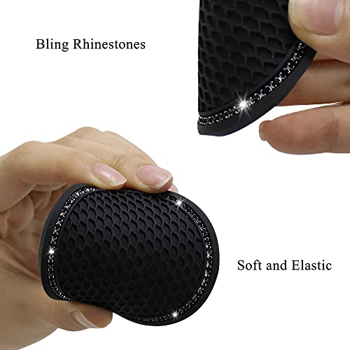 SUNCARACCL Car Cup Holder Coaster, 2 Pack Universal Bling Vehicle Insert (2.75" Diameter), Crystal Rhinestone Car Interior Accessories (Black with Black Diamond). - Image 4