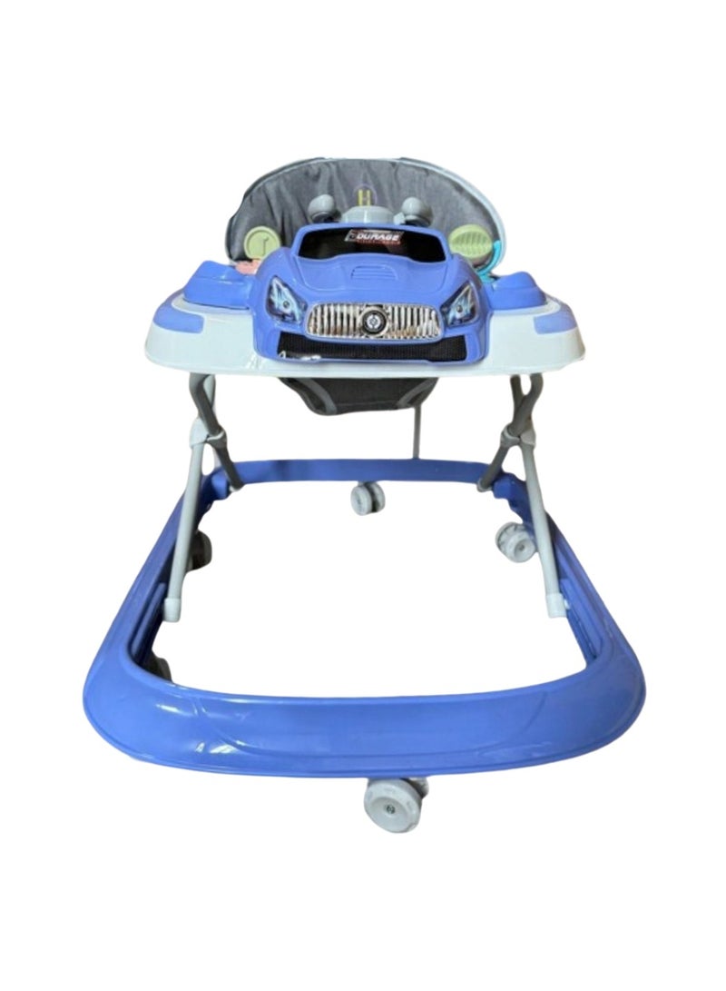 مرحبا حبيبتي مشاية أطفال زرقاء على شكل سيارة مع موسيقى وارتفاع قابل للتعديل - تصميم قابل للطي للأولاد والبنات - Image 2