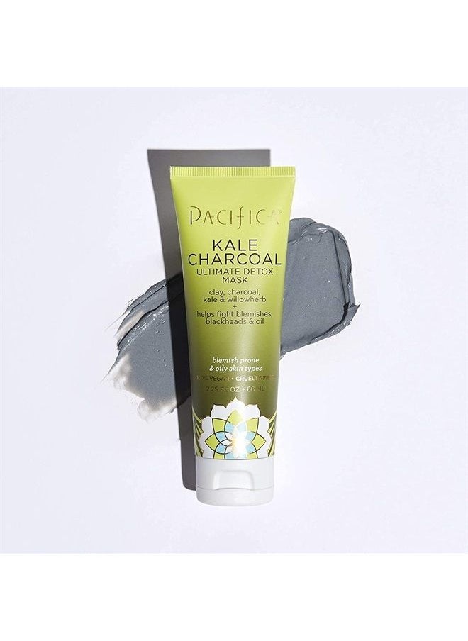Kale Charcoal Ultimate Detox Face Mask For All Skin Types(Vegan & Cruelty Free), lime, 2.25 Fl.Oz