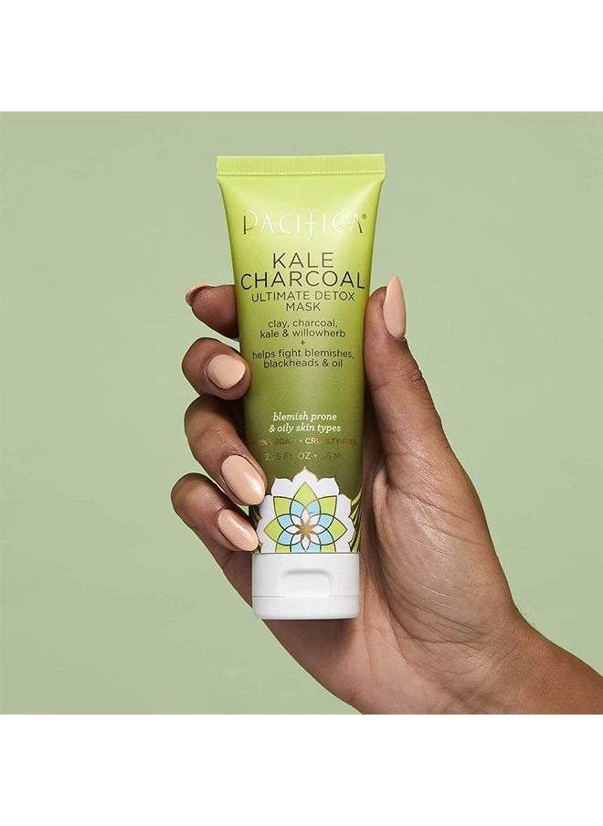 Kale Charcoal Ultimate Detox Face Mask For All Skin Types(Vegan & Cruelty Free), lime, 2.25 Fl.Oz