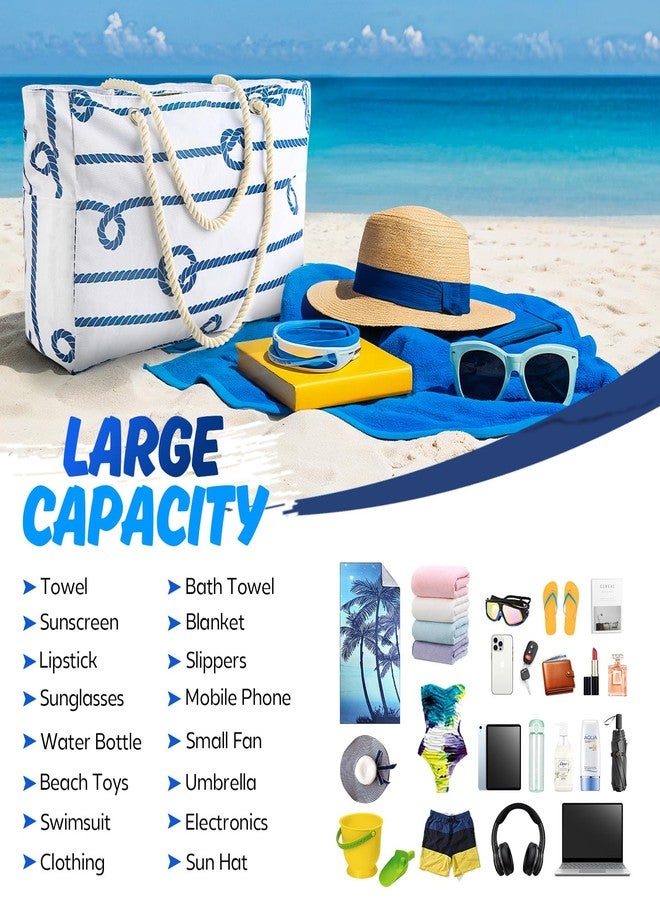 SRISE Extra Large Beach Bag for Women & Men,Beach Bags Waterproof Sandproof with Zipper, Travel Tote Bag with Multi-Pocket Design, Durable Swim Pool Bag for Family Travel Outdoor Vacation Essentials - Image 3