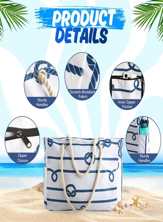 SRISE Extra Large Beach Bag for Women & Men,Beach Bags Waterproof Sandproof with Zipper, Travel Tote Bag with Multi-Pocket Design, Durable Swim Pool Bag for Family Travel Outdoor Vacation Essentials - Image 4