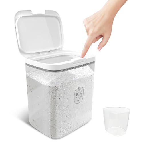 YEXEXINM 5.5L Laundry Detergent Dispenser with One-Press Lid, Laundry Powder Container for Laundry Room Organization and Storage Pod and Airtight Dishwasher Pod Holder for Bead Powder 1pack - Image 1