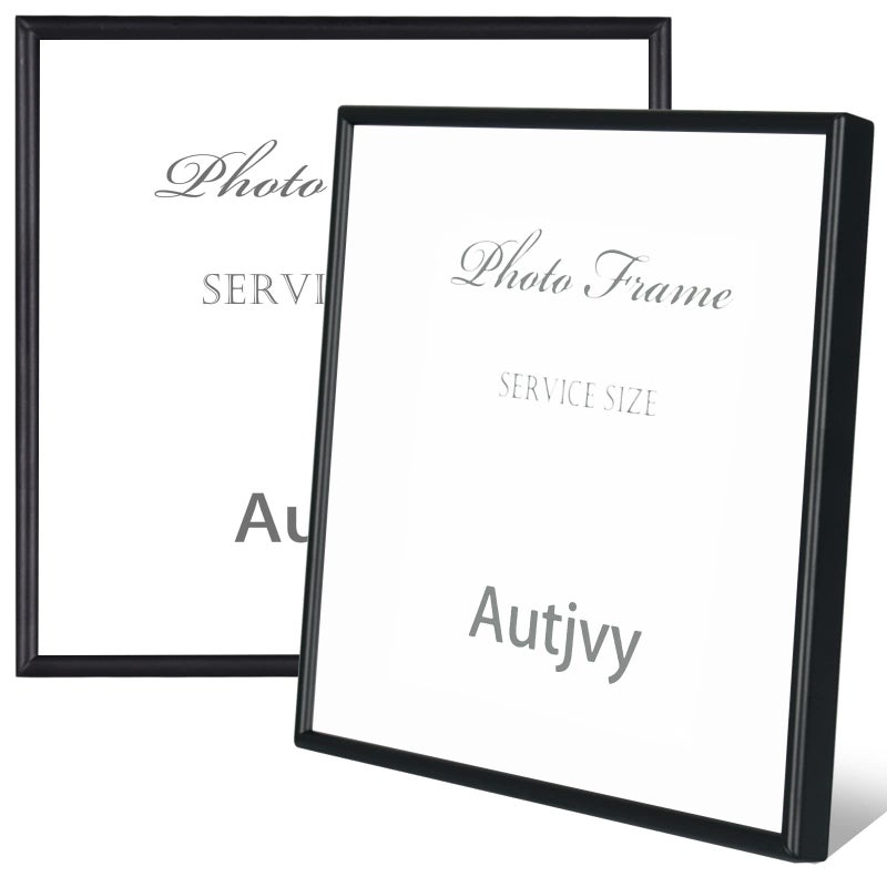 Autjvy 4x4 Picture Frame Matte Black Modern Simple Thin Aluminum Metal Photo Frame with HD Real Glass  Display for Tabletop and Wall Collage. (2 Pack) - Image 1