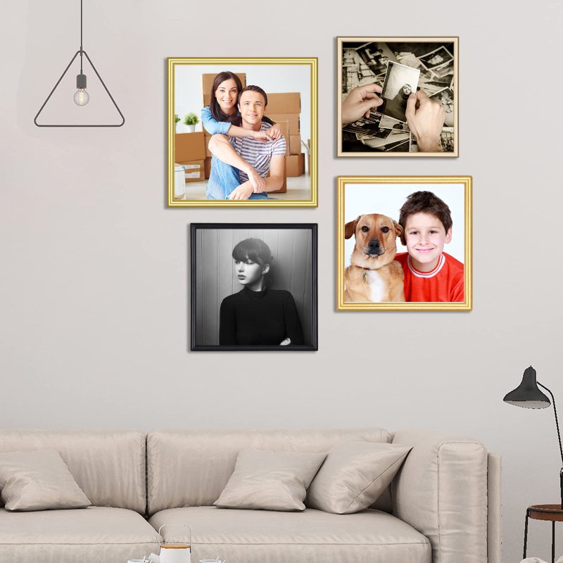 Autjvy 4x4 Picture Frame Matte Black Modern Simple Thin Aluminum Metal Photo Frame with HD Real Glass  Display for Tabletop and Wall Collage. (2 Pack) - Image 2