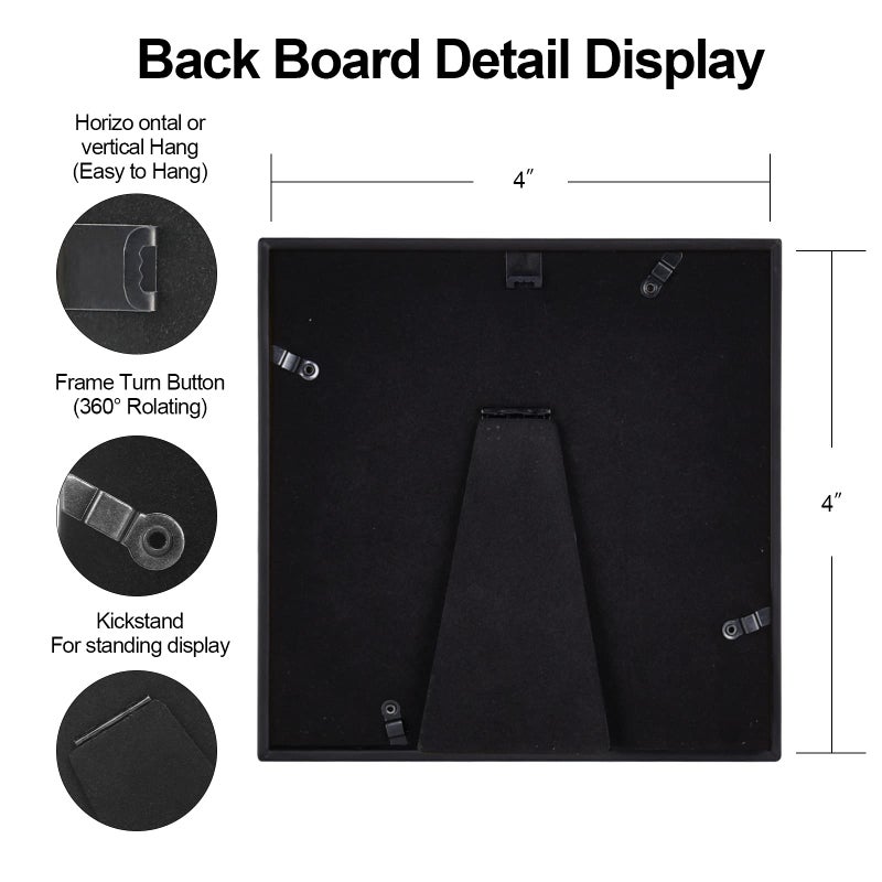 Autjvy 4x4 Picture Frame Matte Black Modern Simple Thin Aluminum Metal Photo Frame with HD Real Glass  Display for Tabletop and Wall Collage. (2 Pack) - Image 5