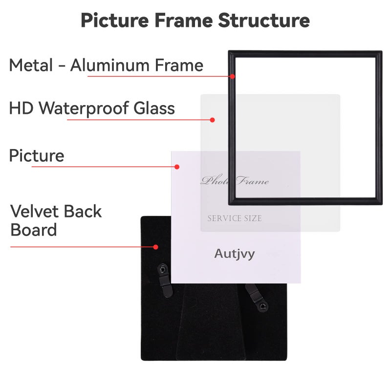 Autjvy 4x4 Picture Frame Matte Black Modern Simple Thin Aluminum Metal Photo Frame with HD Real Glass  Display for Tabletop and Wall Collage. (2 Pack) - Image 4