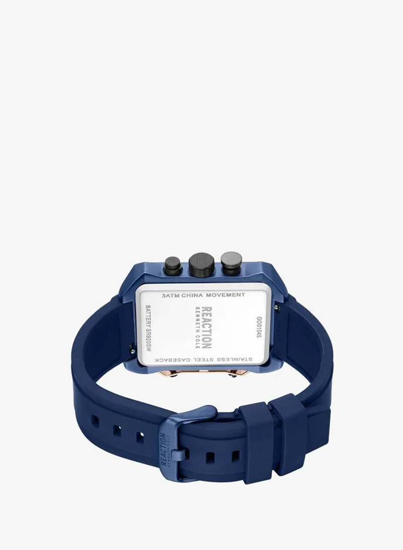 Kenneth Cole Reaction blue Blue Dial Black Silicone Strap Chronograph Watch for Men, 52.5mm for Men | Best Price UAE