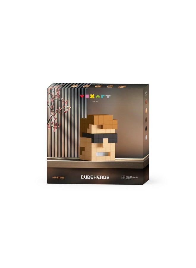 Voxart VOXART Cubeheads Hipsters Pixel Art Building Set - 3D Tile-Based Home Décor Model, Create & Display Retro Pixel Figures, Unique Artistic Gift for Gamers, Designers & Collectors 