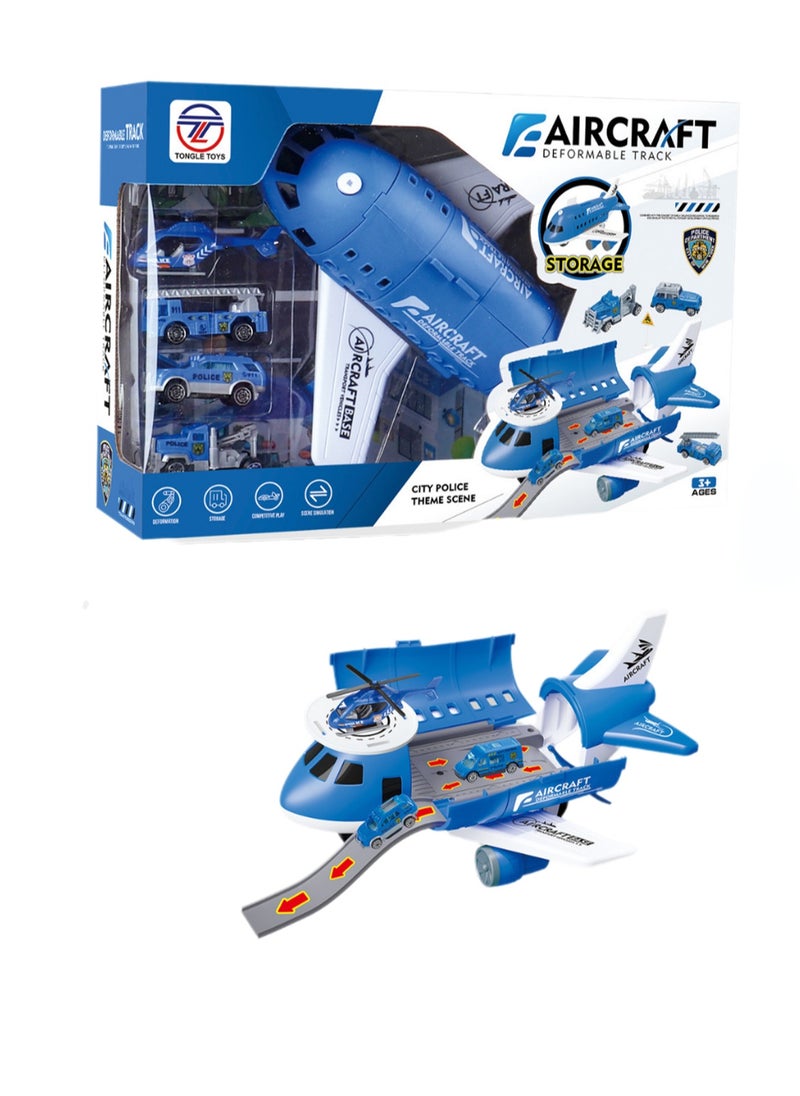 Children's Toy Airplane Can Be Stored In The Passenger Plane Set Mode(Red Transport Plane Storage Aircraft + Map + Road Sign Window Color Box)  - Image 1