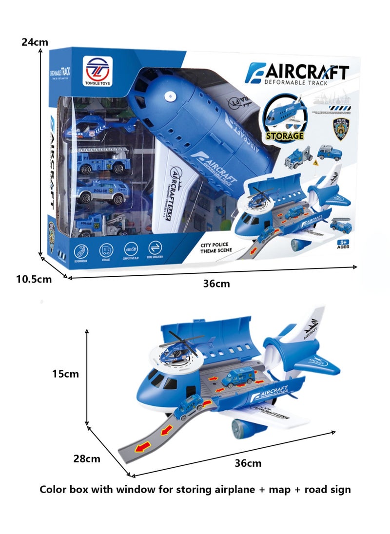 Children's Toy Airplane Can Be Stored In The Passenger Plane Set Mode(Red Transport Plane Storage Aircraft + Map + Road Sign Window Color Box)  - Image 2
