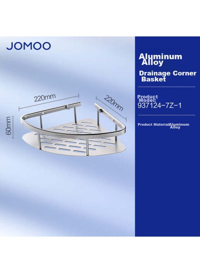 Jomoo Bathroom Storage Rack, Toilet Organizer, Space Aluminum Bright Silver Corner Triangle Basket Storage Shelf 937124 - Image 1