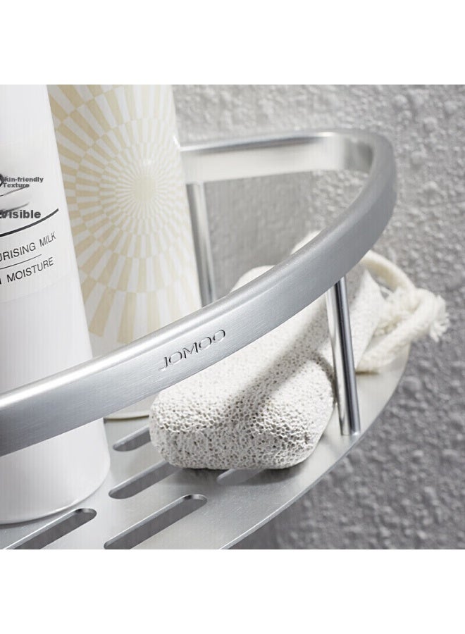 Jomoo Bathroom Storage Rack, Toilet Organizer, Space Aluminum Bright Silver Corner Triangle Basket Storage Shelf 937124 - Image 3