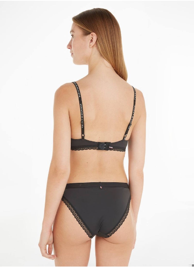 TOMMY HILFIGER Women's Tonal Logo Lace Briefs Underwear Bottoms, Black  - Image 3