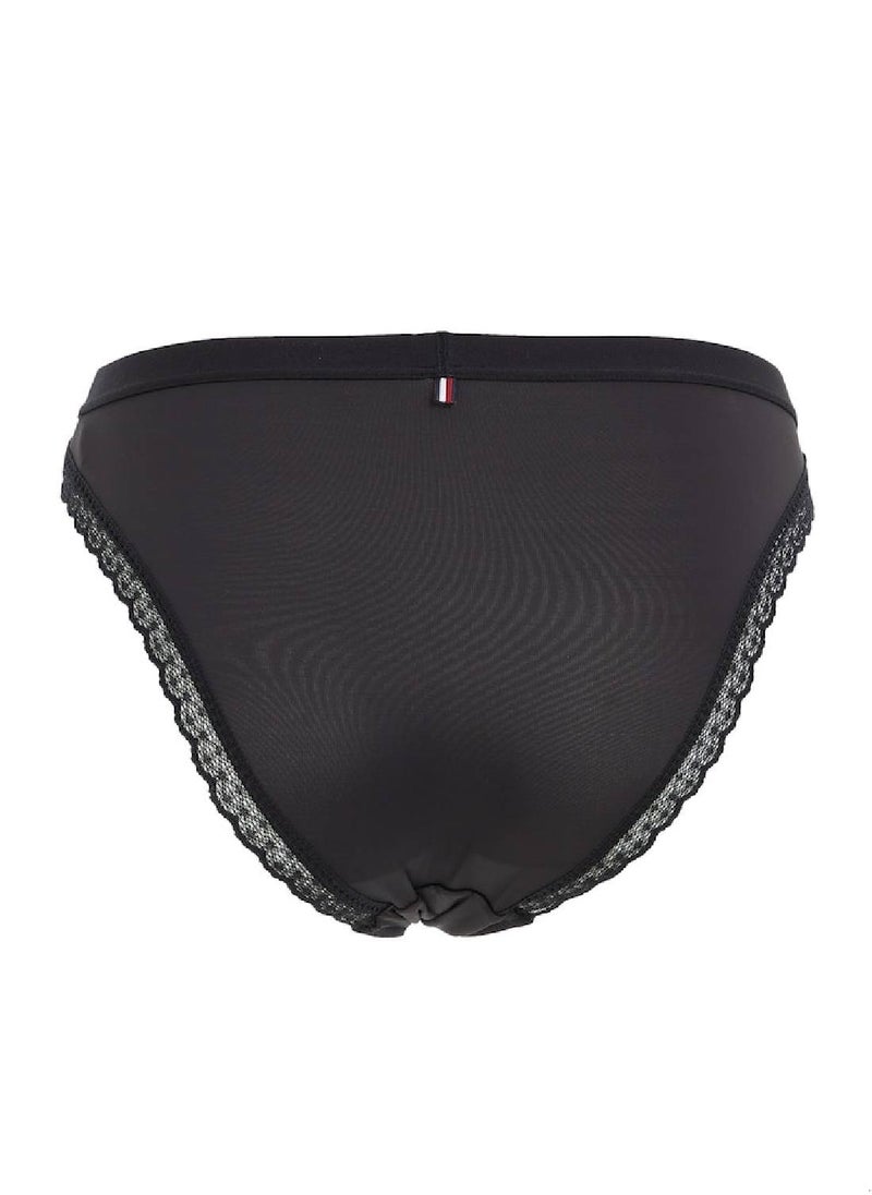 TOMMY HILFIGER Women's Tonal Logo Lace Briefs Underwear Bottoms, Black  - Image 5