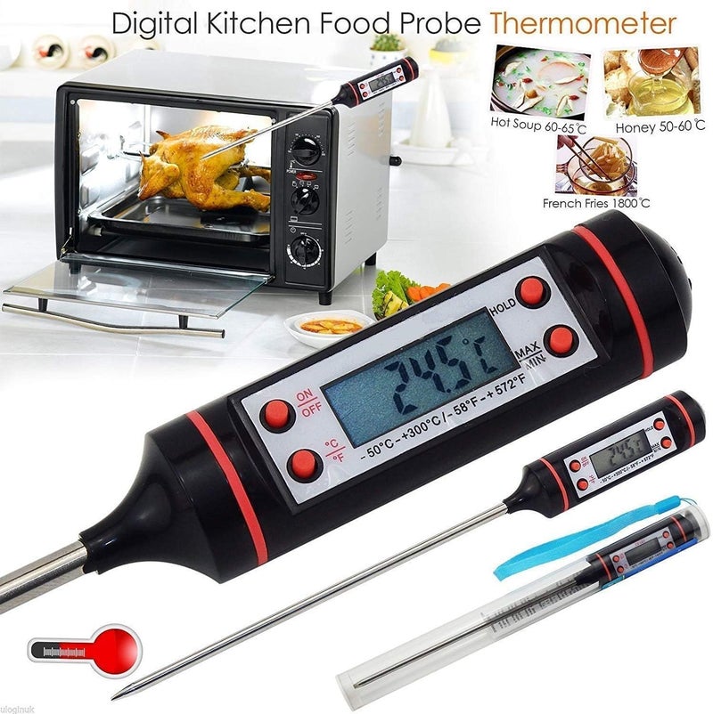 Sakrai Digital Lcd Cooking Food Meat Probe Kitchen Bbq Thermometer Temperature Test Pen, instant read thermometer for Industrial, Grill, Candy, Milk, Oil, Liquid Lab Chemical (Steel 5.9 Inch - Image 3