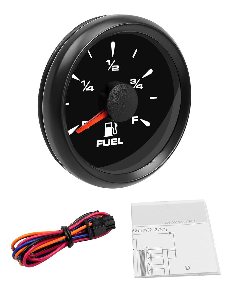 TIKSCIENCE 0-90 ohm Fuel Gauge - 2" 52mm 8 Color Boat Fuel Level Gauge - Universal Fit for Car, Generator, Motorcycle, Tractor, Yacht, RV, Black - Image 5
