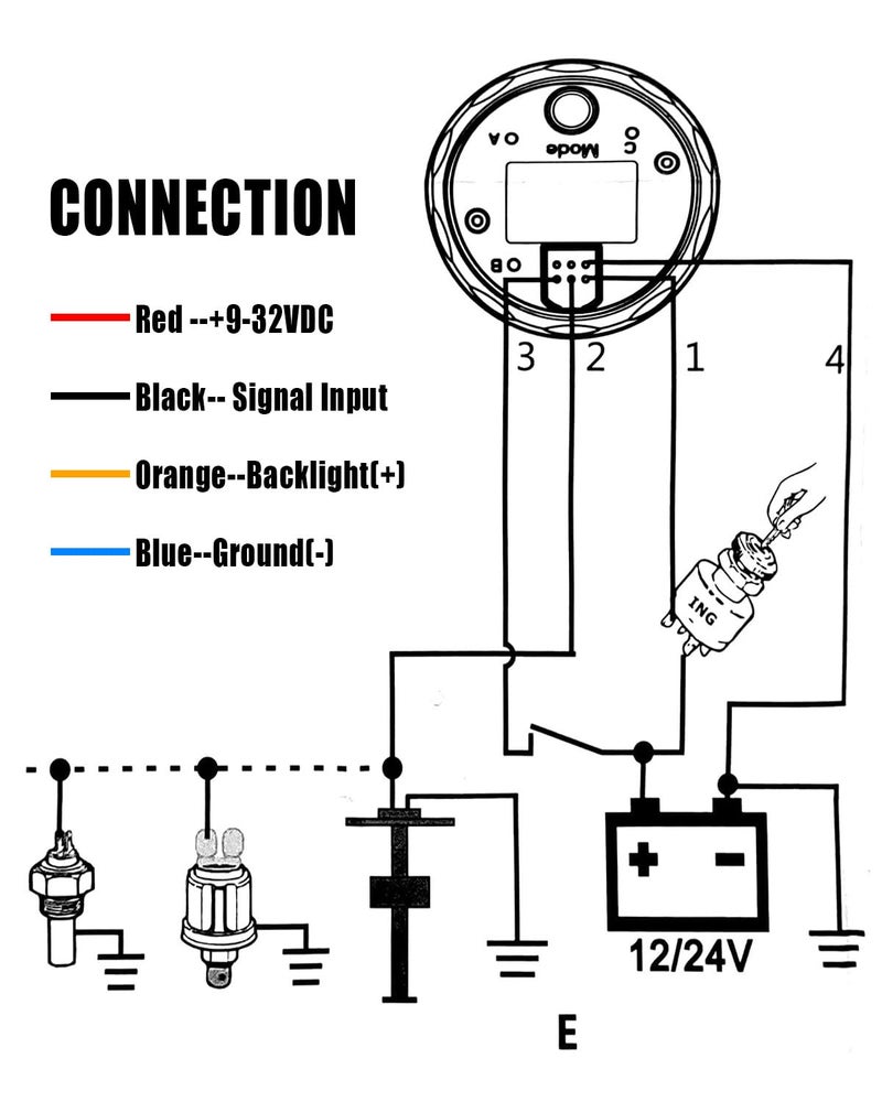 TIKSCIENCE 0-90 ohm Fuel Gauge - 2" 52mm 8 Color Boat Fuel Level Gauge - Universal Fit for Car, Generator, Motorcycle, Tractor, Yacht, RV, Black - Image 4