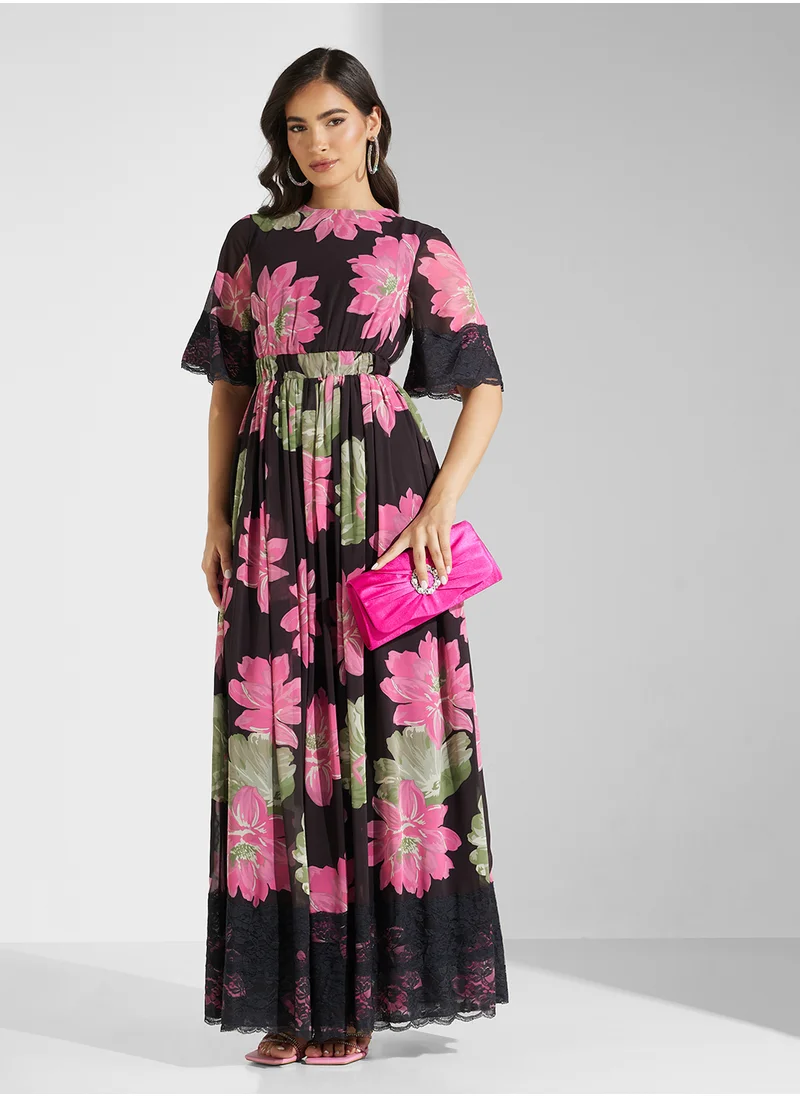 Frock and Frill Floral Print Maxi Dress