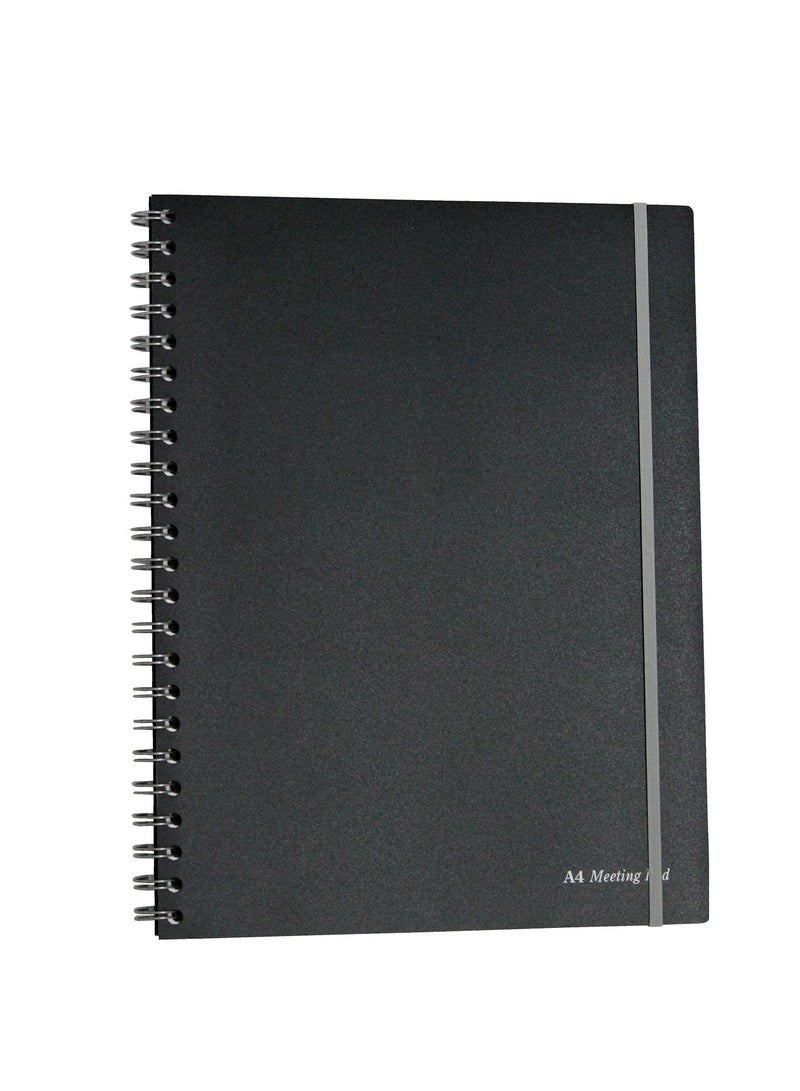 Pukka Pad Pukka Pad A4+ Spiral Bound Meeting Pad Notebook Single Line Diary 160 Pages, Ruled, 90gsm, 7mm Line, Perforated Page, Polyprop Cover, Elastic Closure, 9 Pocket Business Card Holder, A4 Storage Pocket - Image 2